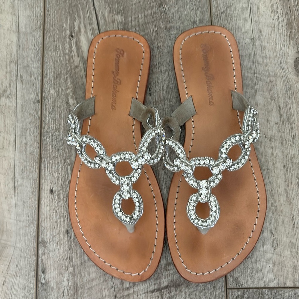 Tommy Bahama rhinestone sandals. EUC